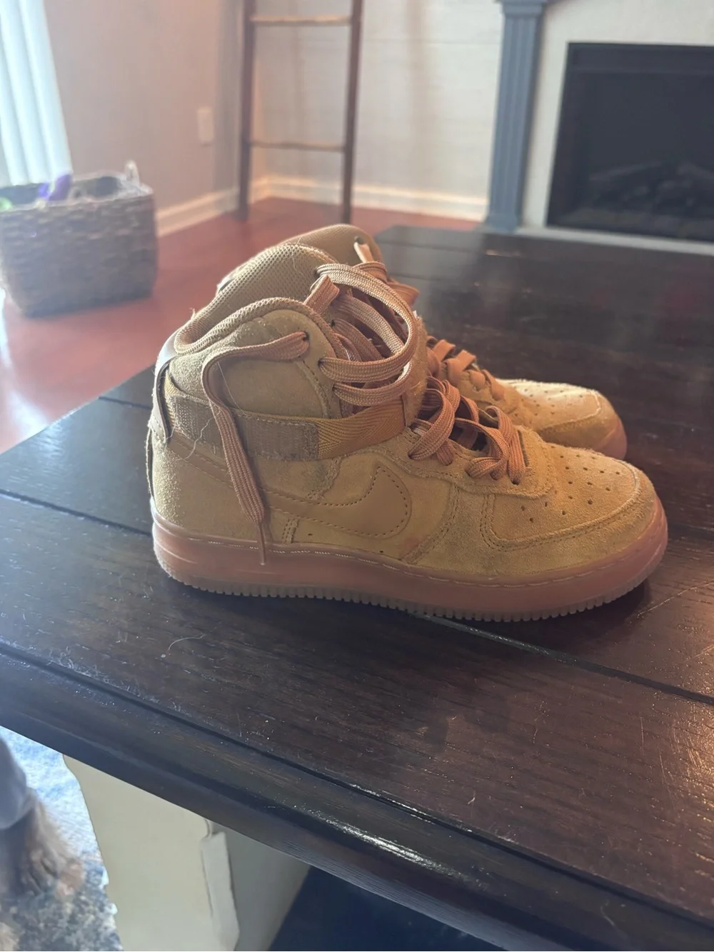 Nike Kids High-Top Suede Boots in Wheat/Tan